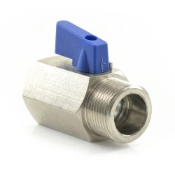 MT Messing Minikugelhahn 3/8" (16,66 mm) IG x AG - blauer Griff