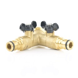 3-Wege Ventil 1x Innengewinde 3/4" (26,44 mm), 2x Klickstecker Messing